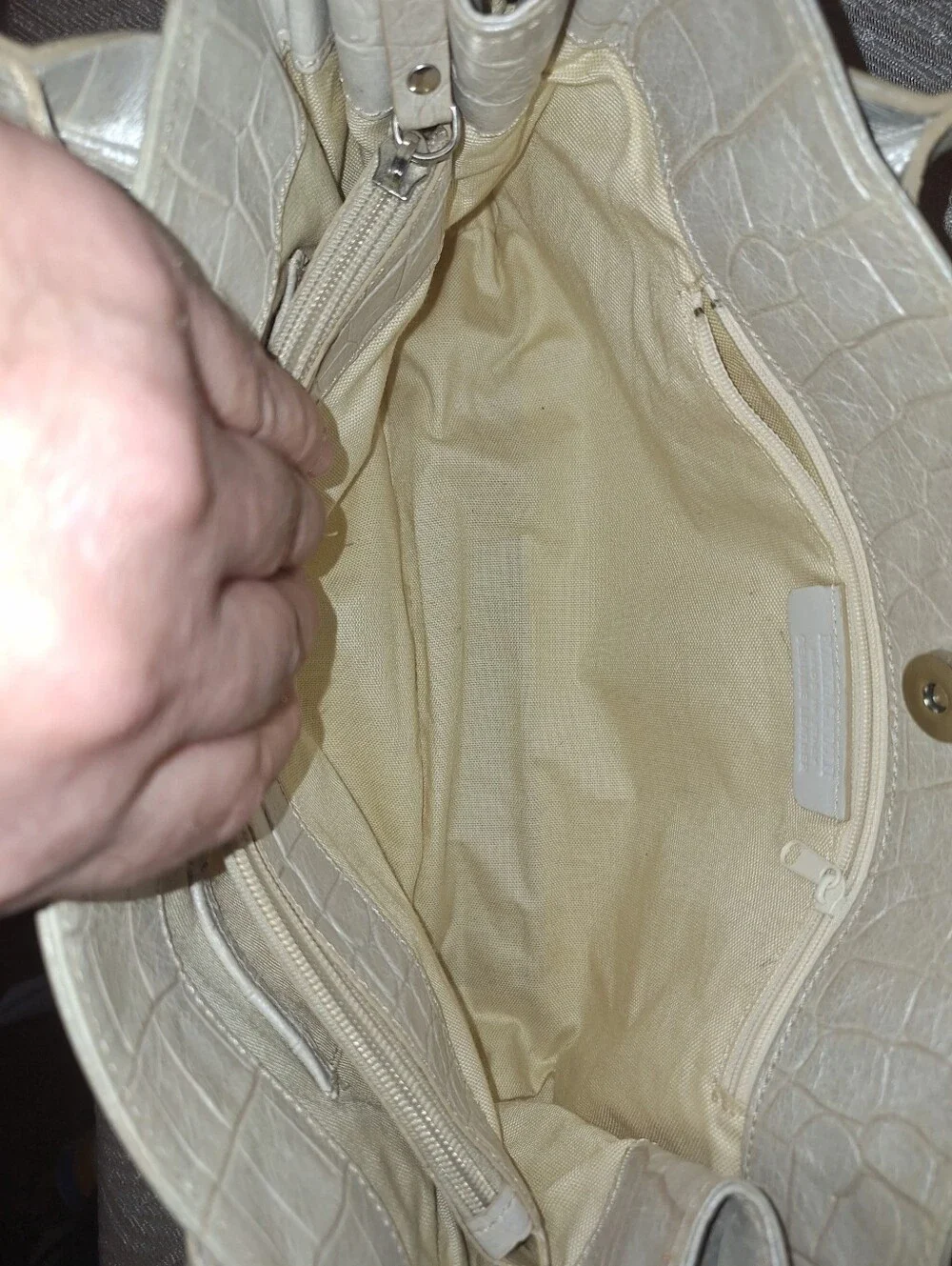 ROBERTA GANDOLFI Y2K, Made in Italy, Pearlescent Croc,Boho Bow Tote